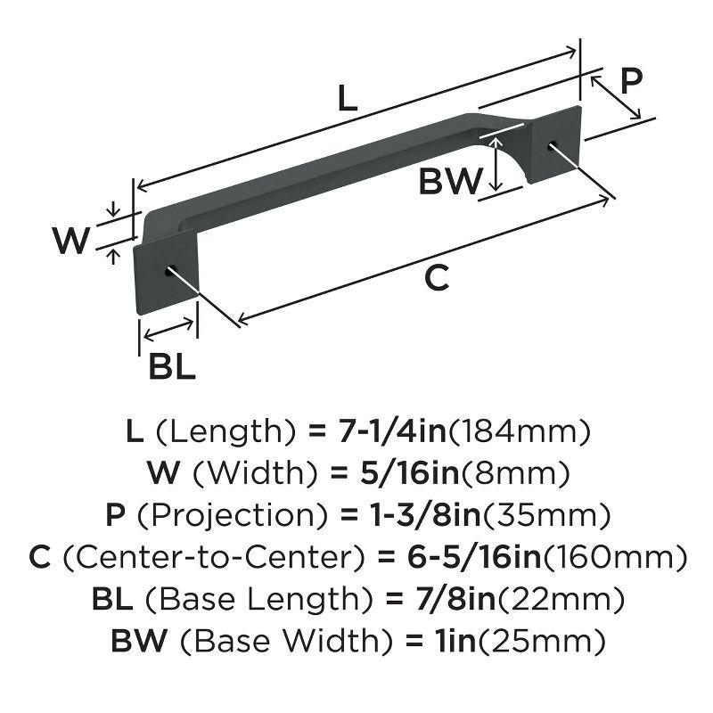 Amerock Exceed 6-5/16 inch (160mm) Center-to-Center Matte Black Cabinet Pull