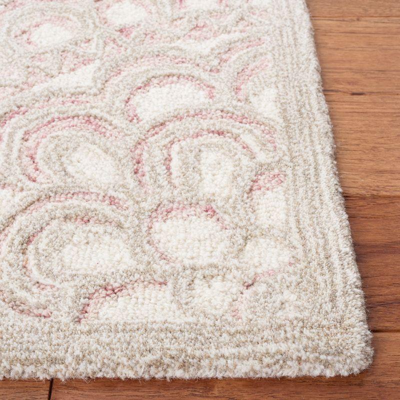 Elegant Ivory Floral Hand-Tufted Wool Area Rug, 8' x 10'