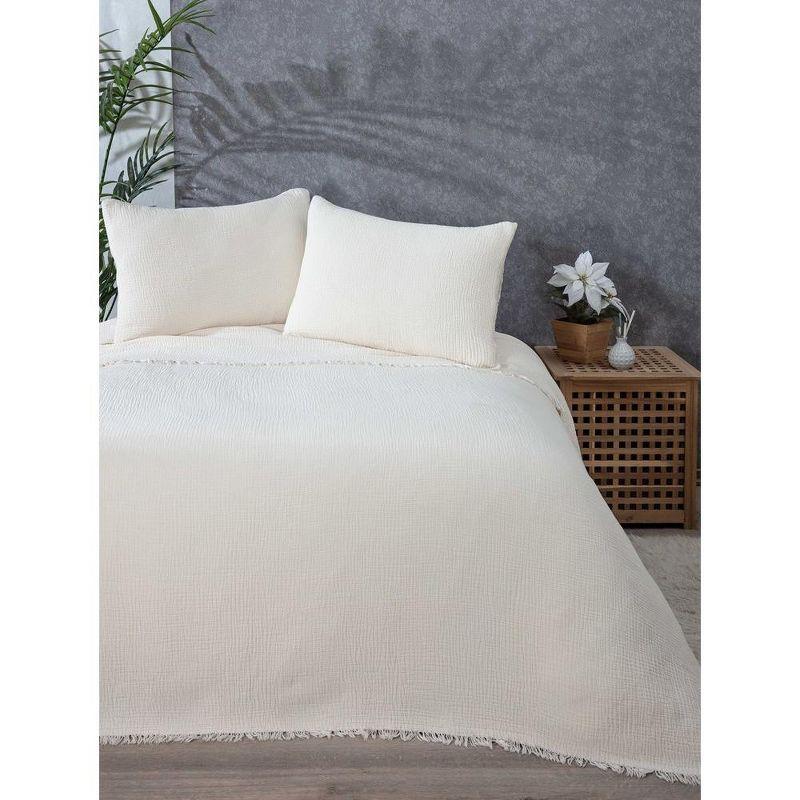 Ivory Organic Cotton King Reversible Bedspread Set