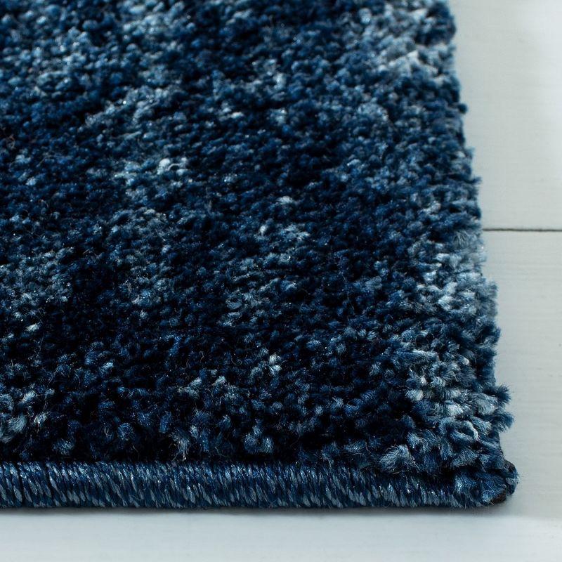 Luxurious Abstract Light Blue Square Shag Rug 4' x 4'