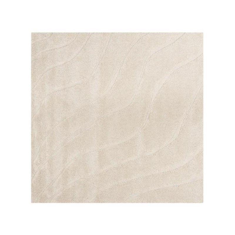 Florida Shag SG472 Power Loomed Indoor Area Rug - Creme/Creme - 6'7"x6'7" - Safavieh