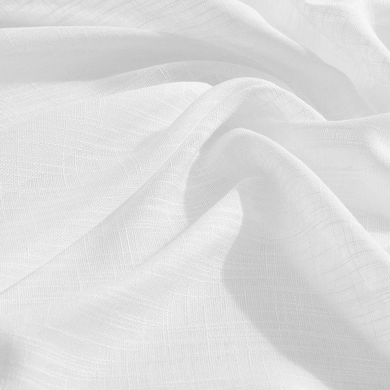 HLC.ME Linda Faux Linen Textured Semi Sheer Privacy Sun Light Filtering Window Rod Pocket Thick Curtains Panels, Set of 2 - White, 54 W x 72 L