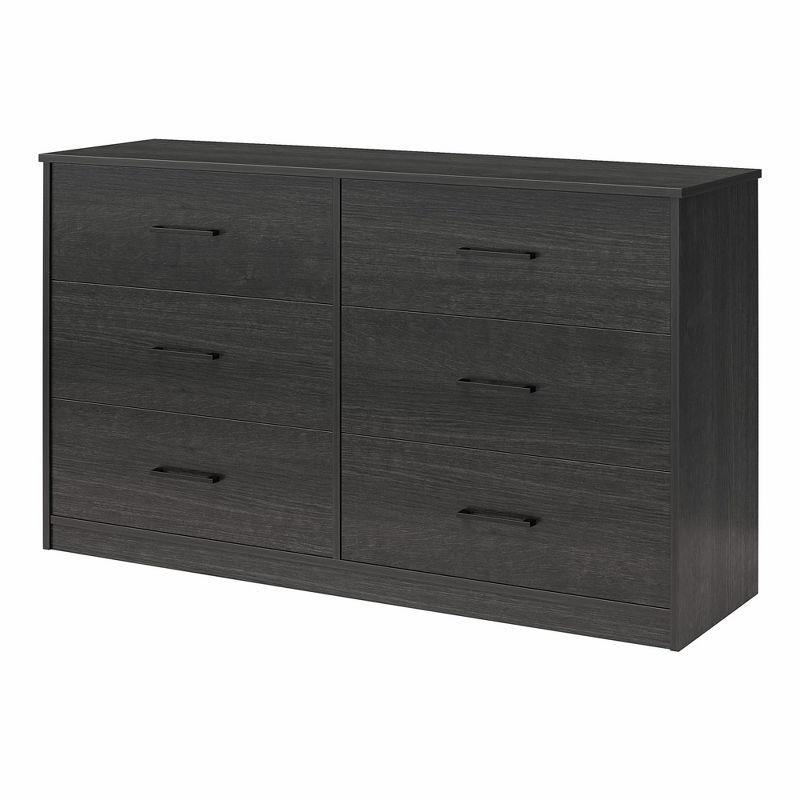 Ameriwood Home BrEZ Build Collection Pearce Wide 6 Drawer Dresser, Black Oak