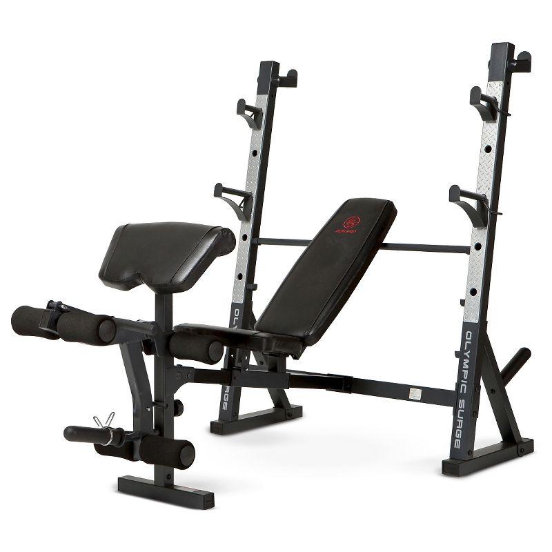 Adjustable Gray and Black Steel Olympic Weight Bench