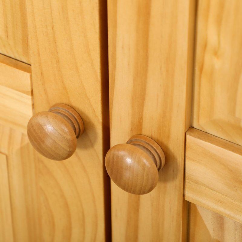 HOMCOM 67" Pinewood Kitchen Pantry Storage Cabinet, Freestanding Cabinets with Doors and Shelf Adjustability, Soft-Close Mechanism, Brown