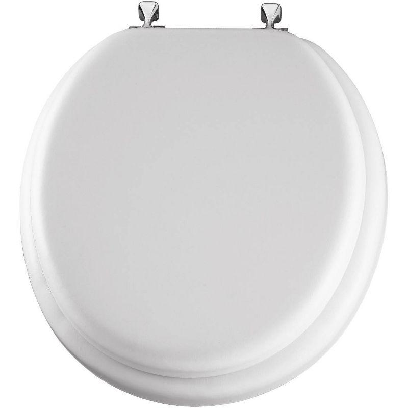 Mayfair 815CP Padded Toilet Seat with Chrome Hinges that will Never Loosen, ROUND, White