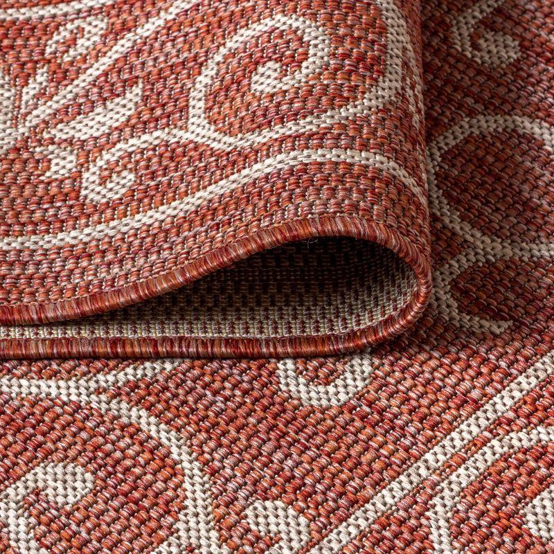 4'x6' Charleston Vintage Filigree Textured Weave Indoor/Outdoor Area Rug, Red/Beige - JONATHAN Y
