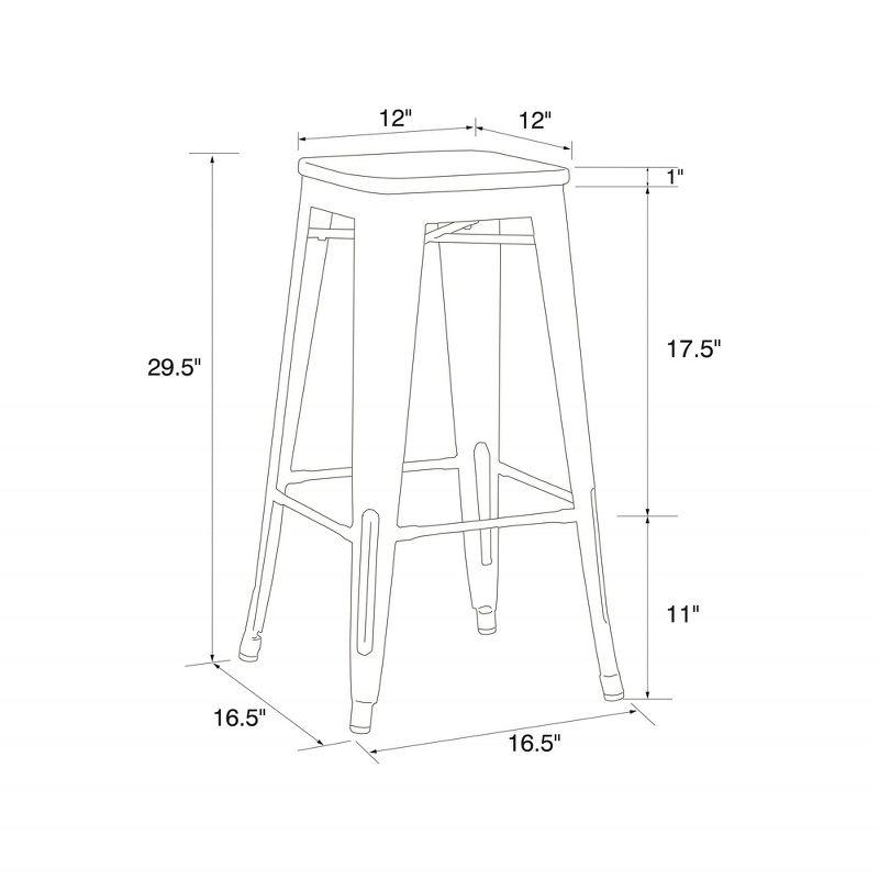 Fusion 30" Gun Metal Backless Bar Stools with Wood Seat