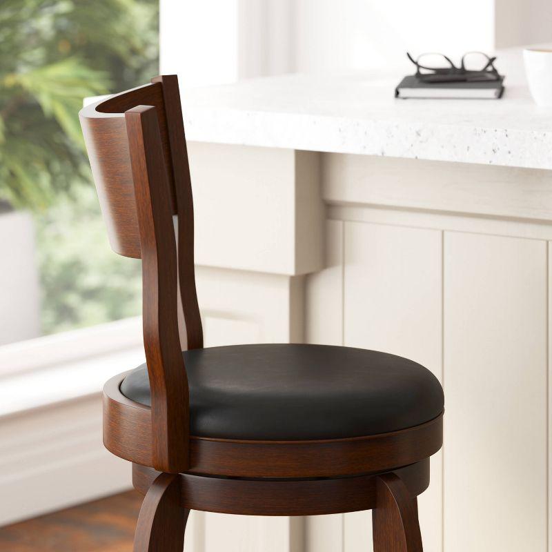 Enola Classic Wooden Dining Stool With Bowed Frame And Upholstered Seat