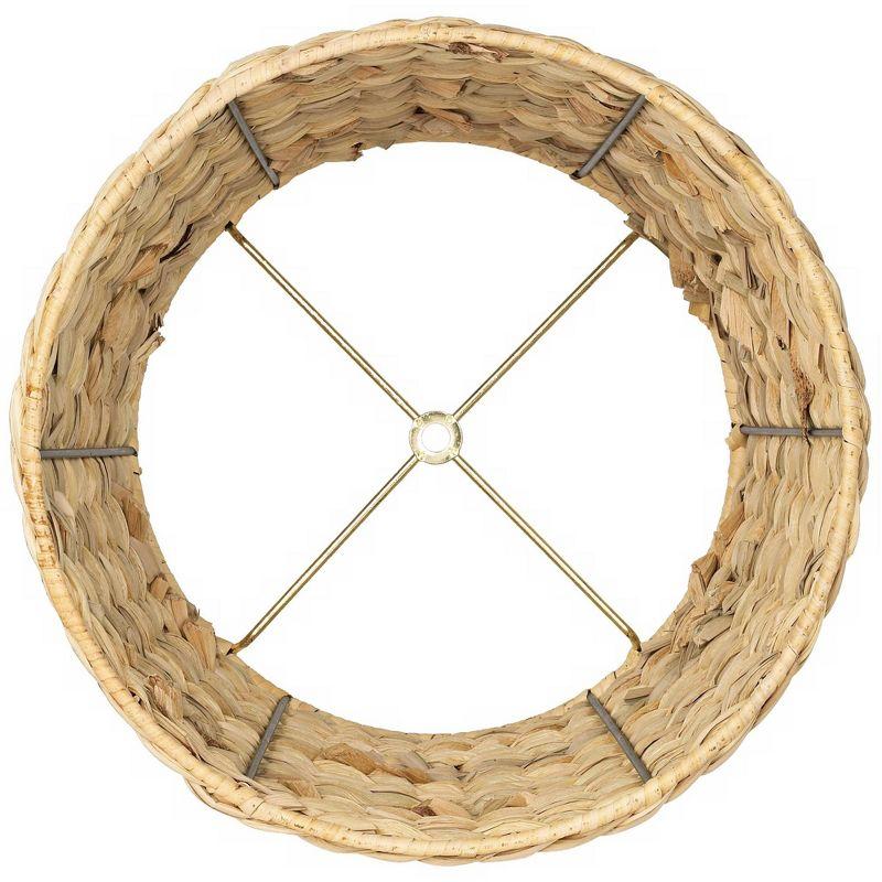 Springcrest Woven Seagrass Small Drum Lamp Shade 10" Top x 12" Bottom x 8.25" Slant x 8" High (Spider) Replacement with Harp and Finial