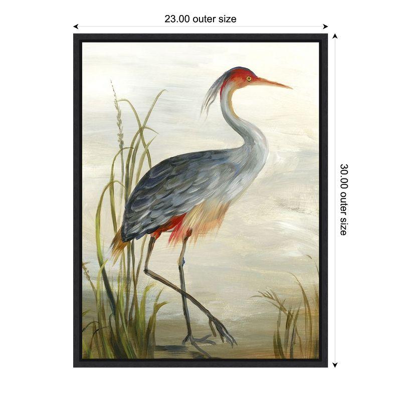 Amanti Art Gray Heron by Aimee Wilson Canvas Wall Art Print Framed 18-in. x 24-in. in Maple