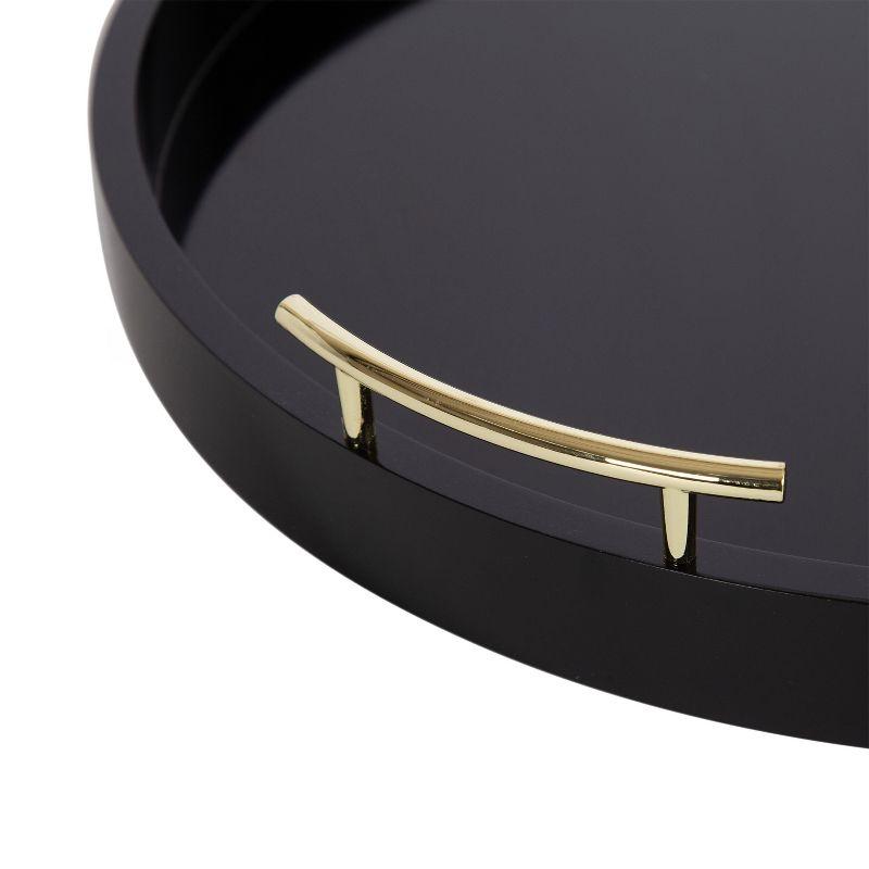 Kate and Laurel Lipton Round Decorative Tray with Metal Handles, 22" Diameter, Black