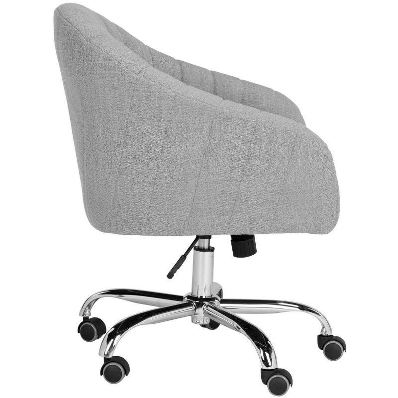 Gray Linen Transitional Swivel Office Chair with Chrome Legs