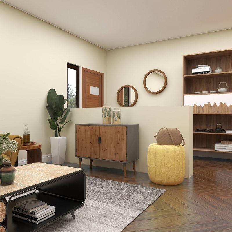 24" x 24" Contemporary Wood Wall Mirror Brown - Olivia & May: Indoor Use, No Assembly Required