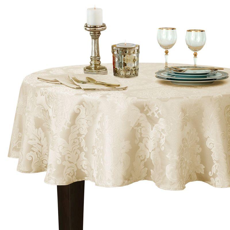 Burchfield Floral Jacquard Round Polyester Tablecloth