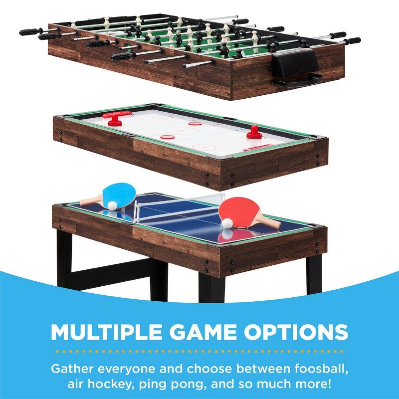 Best Choice Products 2x4ft 10-in-1 Combo Game Table Set w/ Hockey, Foosball, Pool, Shuffleboard, Ping Pong - Walnut