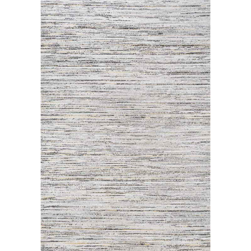 Reversible Gray Stripe Synthetic 8' x 10' Easy-Care Area Rug