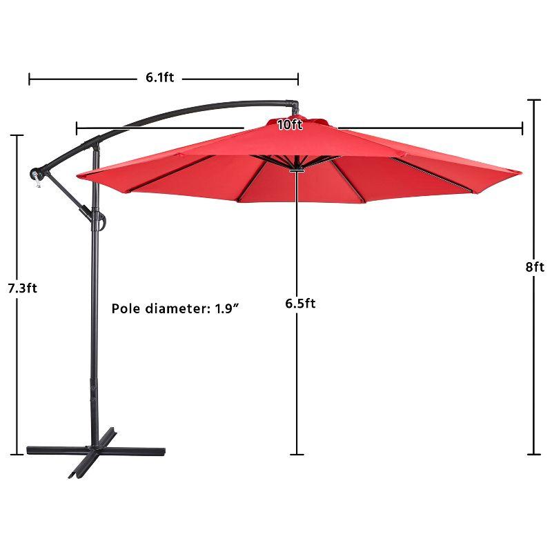 Costway  10 FT Patio Offset Umbrella w/8 Ribs Cross Base Tilt Claret
