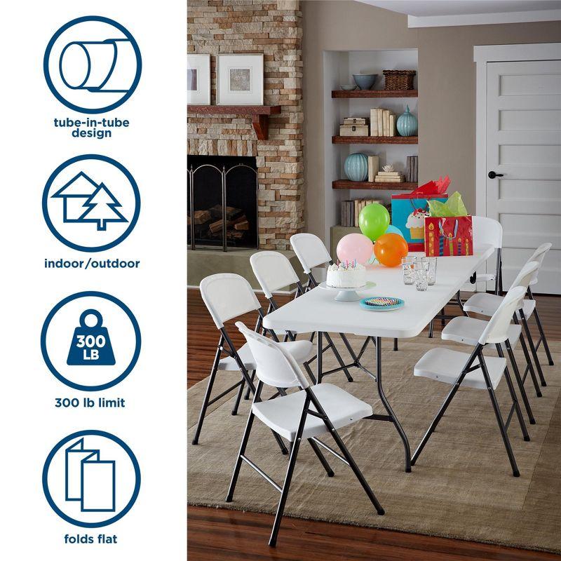 COSCO Commerical Plastic Folding Chairs, 4-Pack, White Speckle