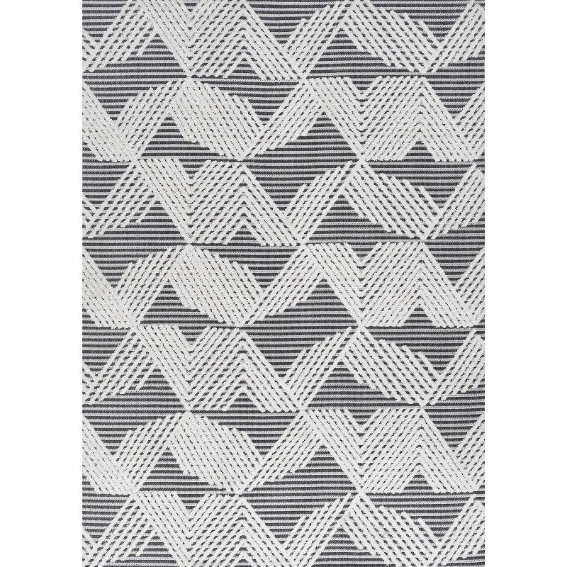 4'x6' Jazz High-Low Pile Art Deco Geometric Indoor/Outdoor Area Rug, Black/Ivory - JONATHAN Y