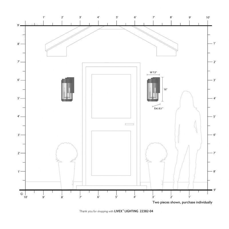 Lighting Lumens 7.5in 2 Light Outdoor Wall Lantern Pendant, Electrical Plated Smoke Glass Shade