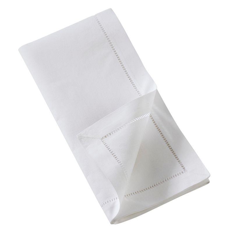 Saro Lifestyle Embr'd Woodpecker Hemstitch Napkin, 20" Square, White (Set of 6)