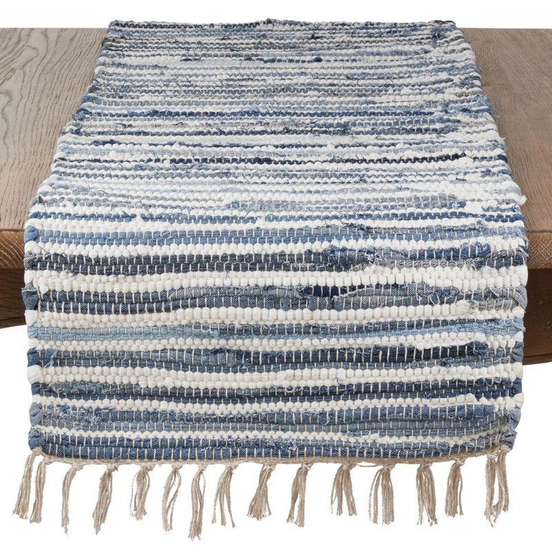 Striped Denim Chindi Cotton Dining Table Runner