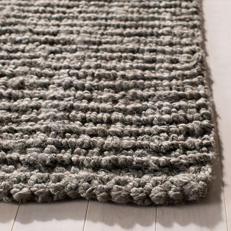 Handmade Light Gray Wool Rectangular Area Rug