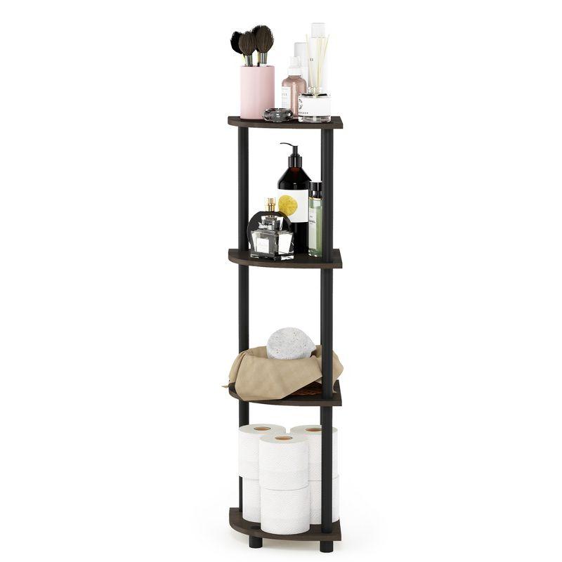 Furinno 4-Tier Bathroom Storage Shelf Corner Display Multipurpose Rack,Dark Brown