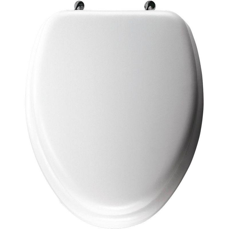 Mayfair 1815CP Padded Toilet Seat with Chrome Hinges that will Never Loosen, ELONGATED, White