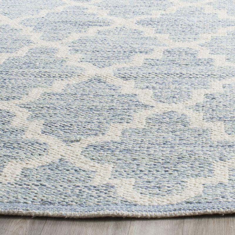 Casual Coastal Light Blue & Ivory Handwoven 9'x12' Wool-Cotton Rug