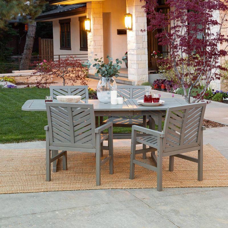 Modern 4-Person Chevron Walnut Wood Patio Dining Set