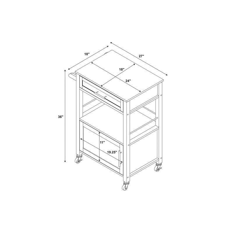 Mitchell Granite Top White Kitchen Cart with Storage