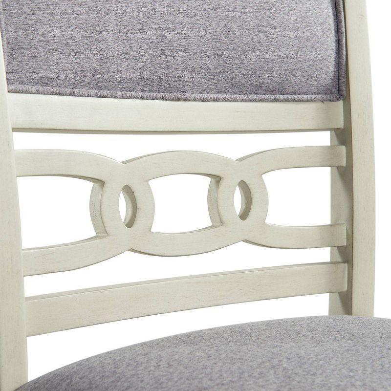 Bisque Finish Upholstered Wood Side Chair Set with Gray Seats