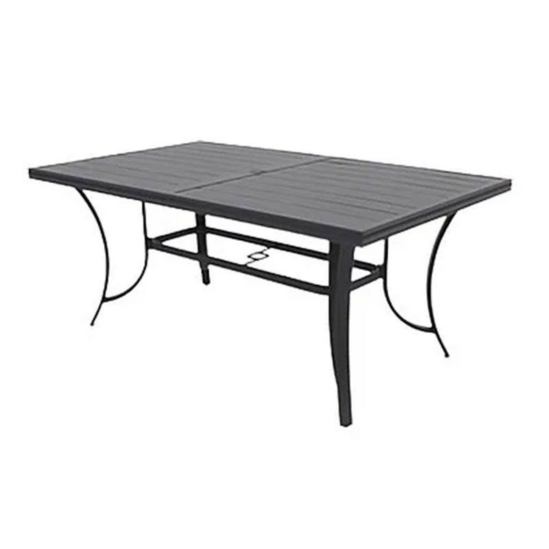 Palermo 67" Gray Aluminum Slat Top Dining Table with Umbrella Hole