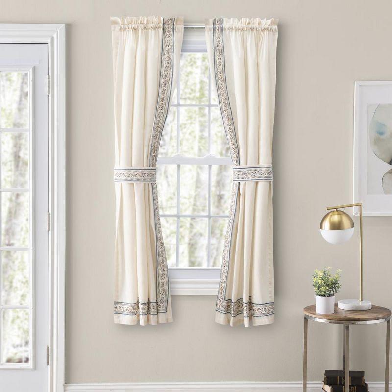 Ellis Curtain Richmark Tailored Rod Pocket Design Curtain Panel Pair for Windows with Ties 70" x 72" Natural