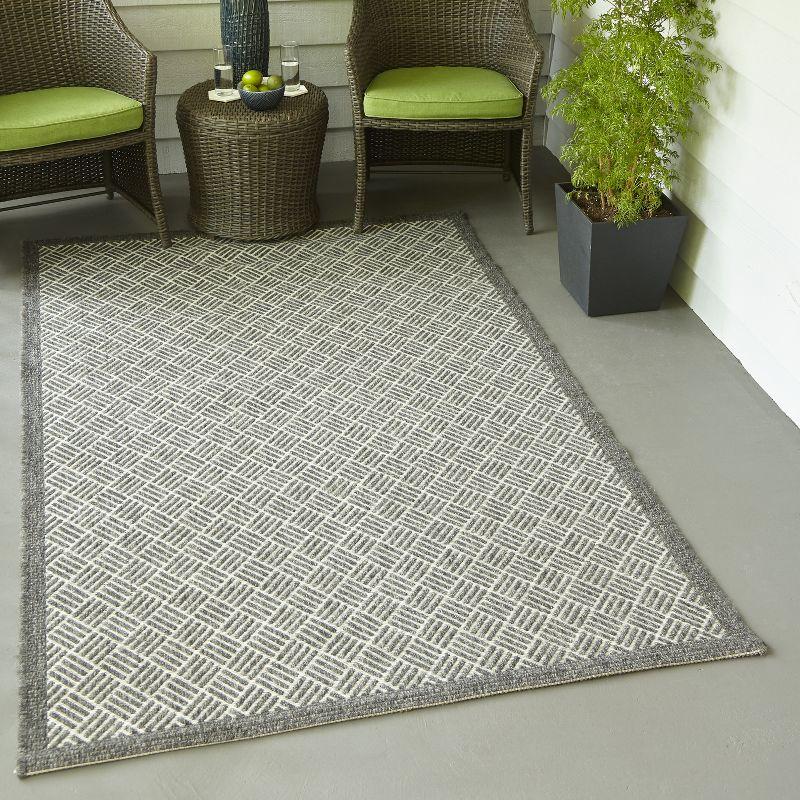 3'11"x5'7" Geometric Loomed Accent Rug Charcoal - Momeni: Contemporary Indoor/Outdoor Low Pile Area Rug