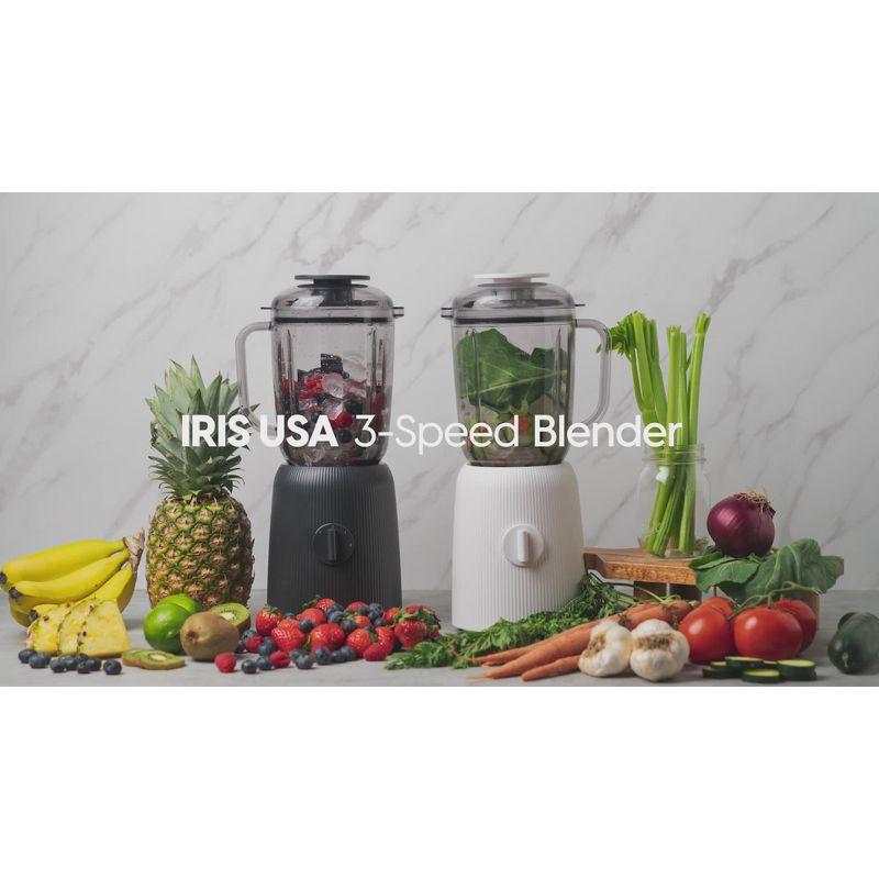 IRIS USA 3-Speed High-Power Professional-grade Countertop & Kitchen Blender - 50 oz Tritan Jar, Titanium-Coated Stainless Steel -Blades