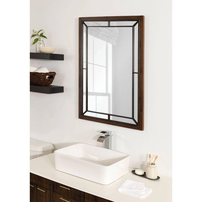 Kate & Laurel All Things Decor 24" x 36" Audubon Rectangle Wall Mirror Rustic Brown : Vintage Farmhouse Style, MDF Frame