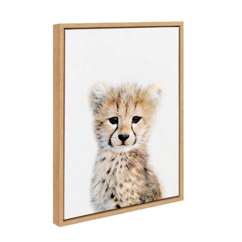 18" x 24" Sylvie Cheetah Framed Canvas by Amy Peterson Natural: Kate & Laurel, Vertical Wall Art