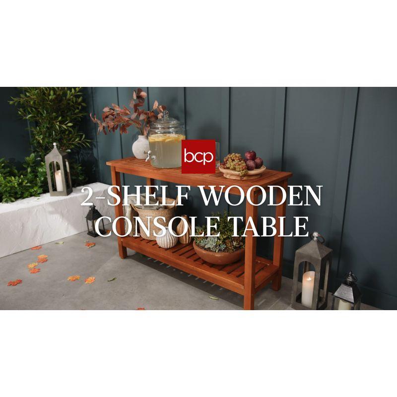 Best Choice Products 48in 2-Shelf Indoor Outdoor Wooden Console Table Multifunctional Buffet Bar Storage - Espresso