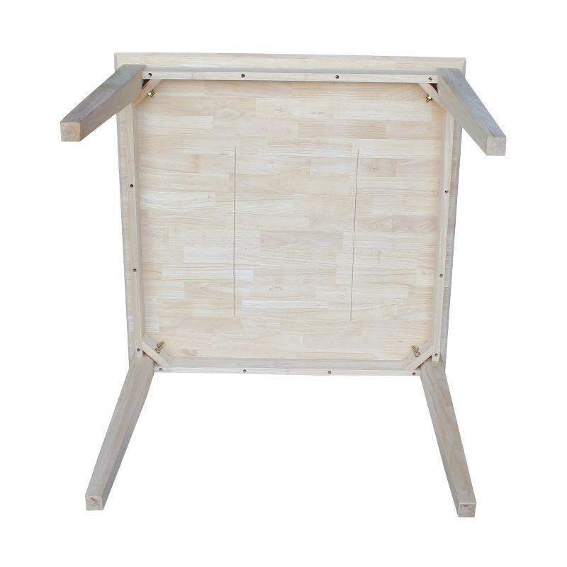 36" Square Solid Wood Dining Table with Shaker Legs Unfinished - International Concepts: Parawood, Seats 4