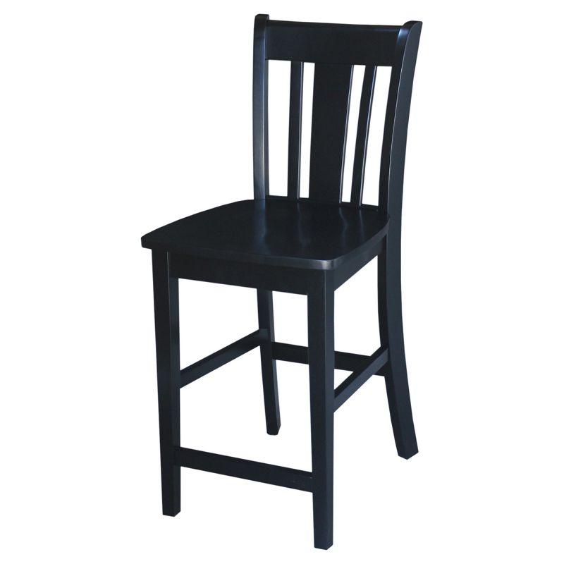24" San Remo Counter Height Barstool Black - International Concepts: Solid Wood, Traditional Square Design, Durable Parawood