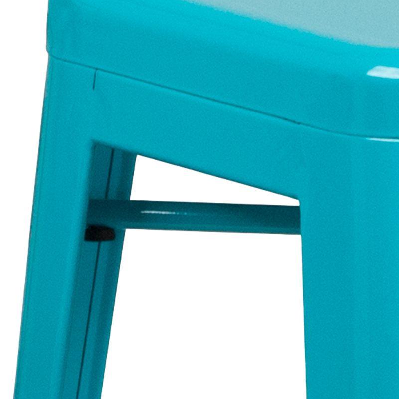 Emma and Oliver Commercial Grade 30"H Backless Teal-Blue Indoor-Outdoor Barstool