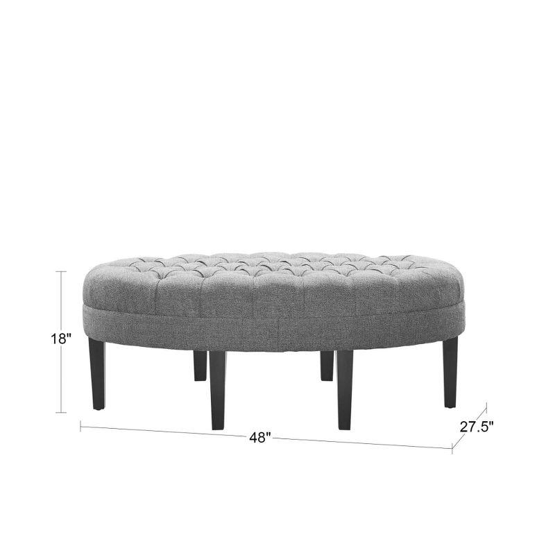 Taupe Tufted Oval Cocktail Ottoman with Birch Legs