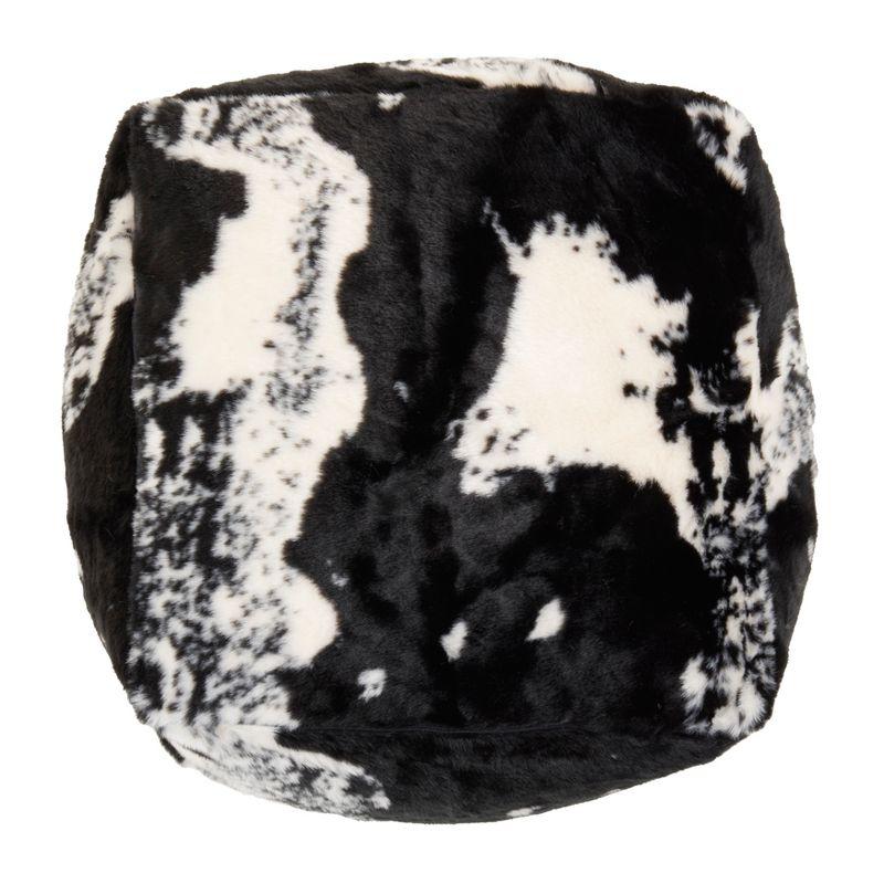 Saro Lifestyle Faux Fur Cow Hide Pouf