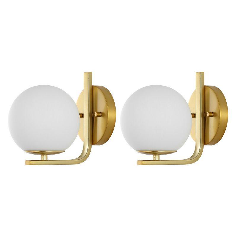 Liraz 8" Brass and Frosted Glass Wall Sconce Set