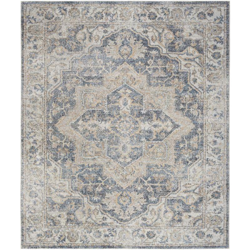 Nourison Astra Machine Washable Vintage Medallion Indoor Rug Grey/Blue 9' x 12'