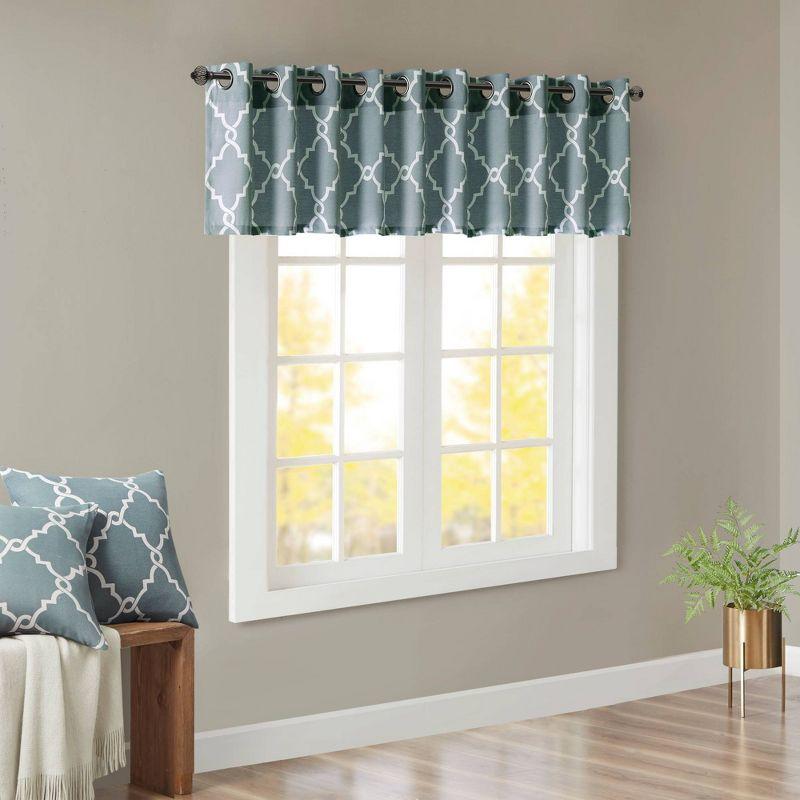 Madison Park Saratoga Fretwork Print Grommet Top Single Window Valance