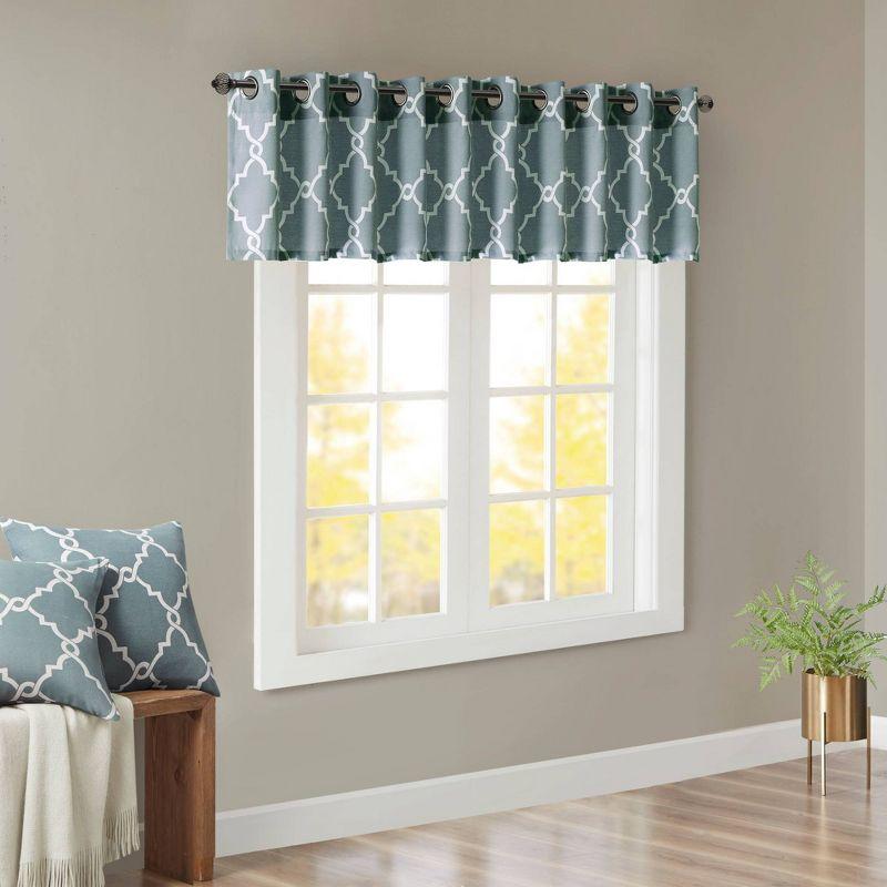 Saratoga Fretwork Print Grommet Top Window Valance